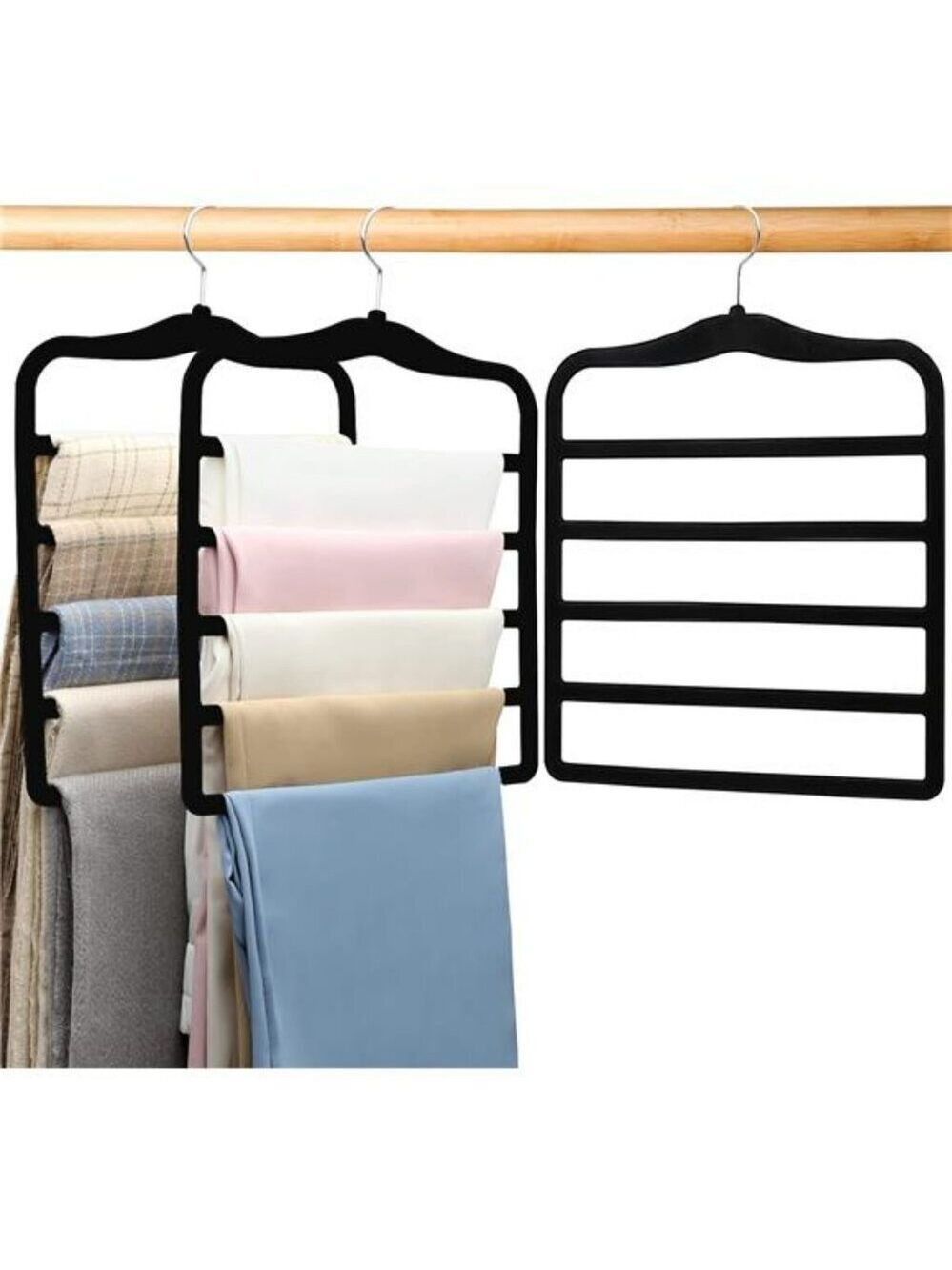 Velvet Pants Hangers Set Space Saving 5 Tier Closet Organizer for Jeans